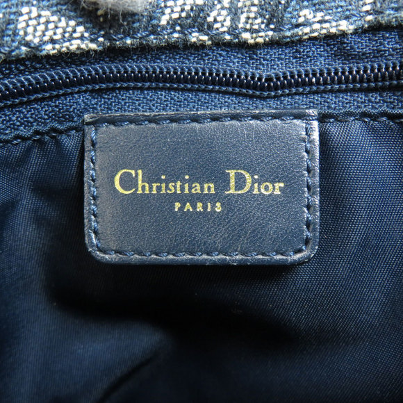Christian Dior Trotter Tote Bag Canvas Leather Navy - Picture 6 of 9